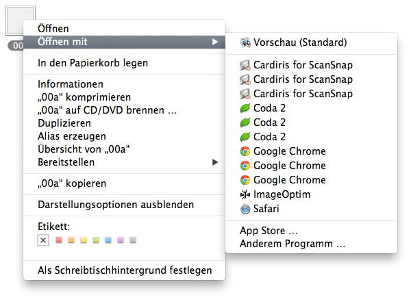 OS X Kontextmenü