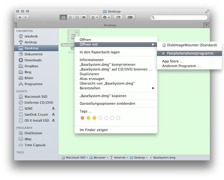 Bootfähigen USB-Stick erstellen · OS X Mavericks 10.9 · Festplattendienstprogramm