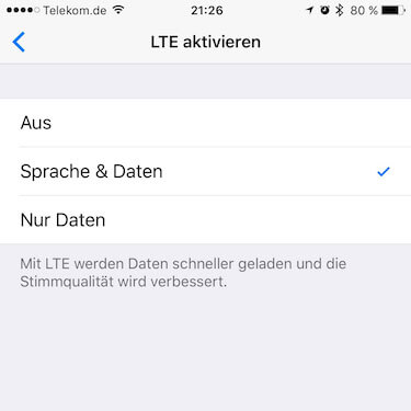 Voice-over-LTE (VoLTE) Anrufe auf iPhone aktivieren