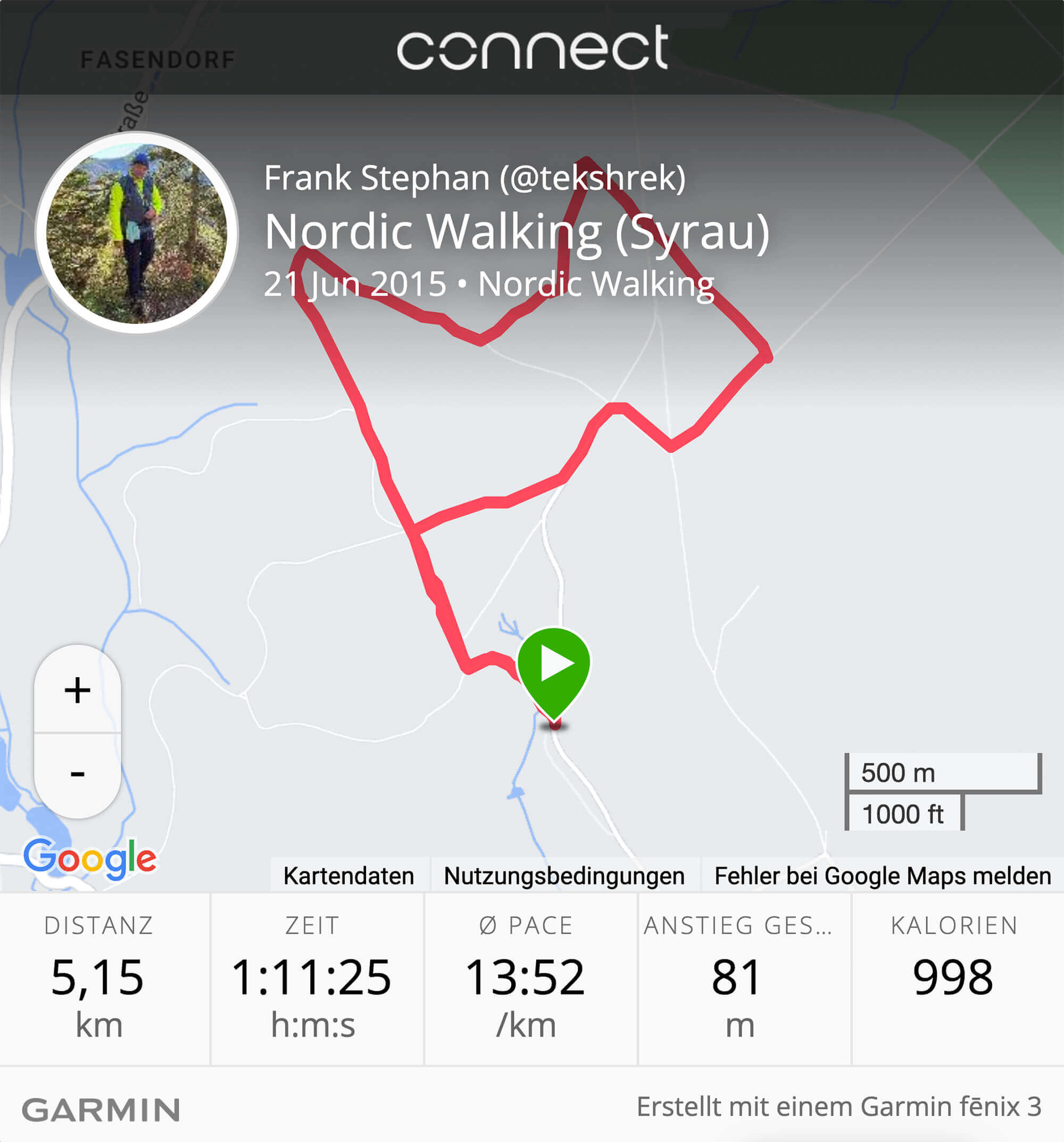 Garmin fēnix 3 (m)ein bester Freund und meine ersten 5 km beim Nordic Walking  im Schneckengrüner Wald bei Syrau