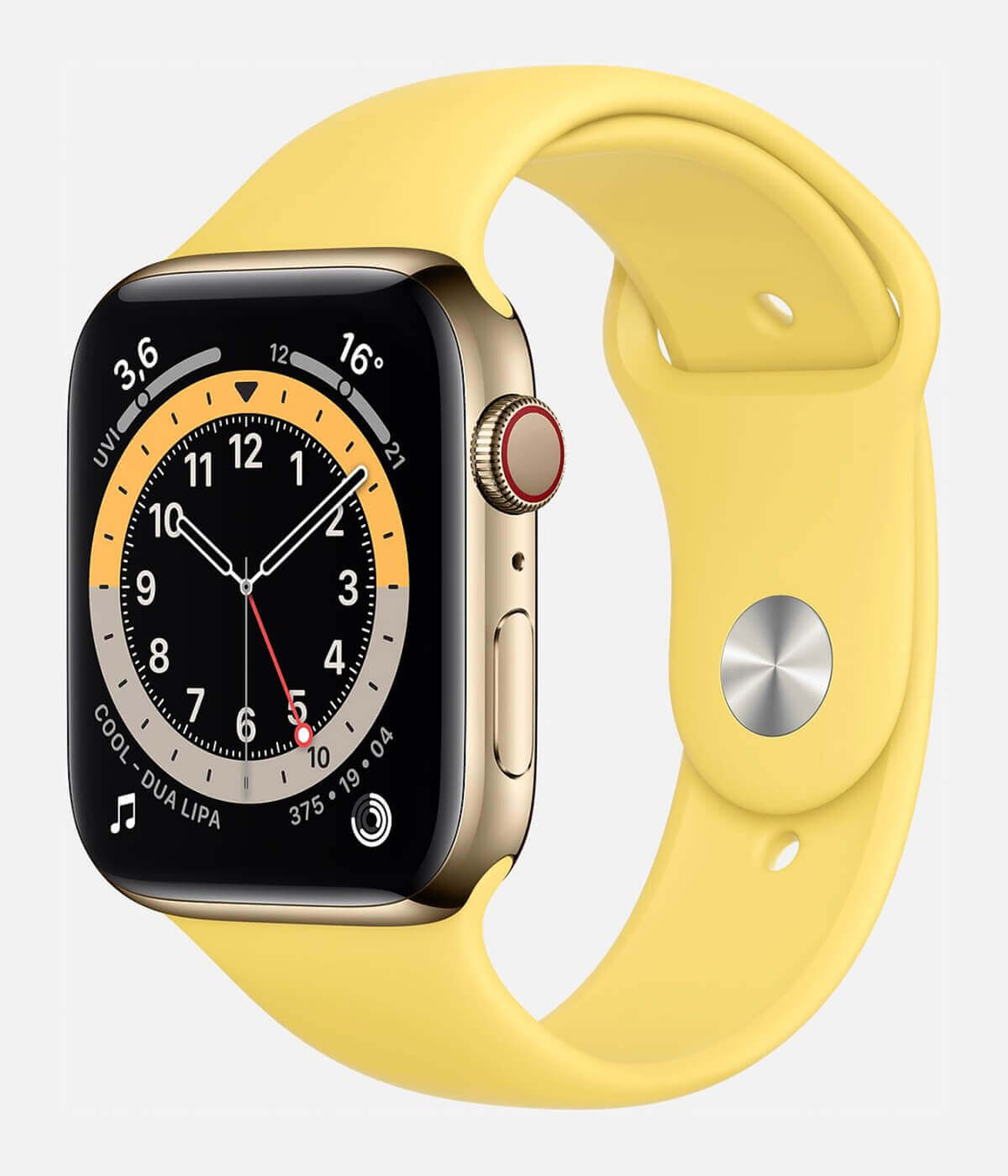 Apple Watch Series 6 Edelstahl Gold mit Sportarmband Ingwer